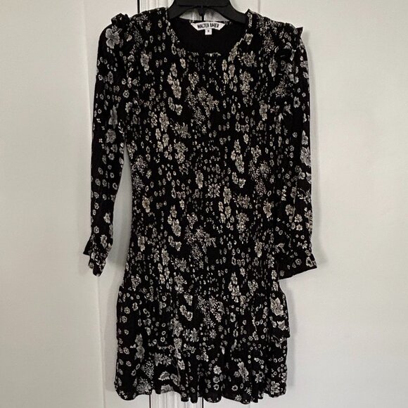 WALTER BAKER Floral Short Dress Long Sleeves with Ruffle, Size Small - Picture 2 of 7